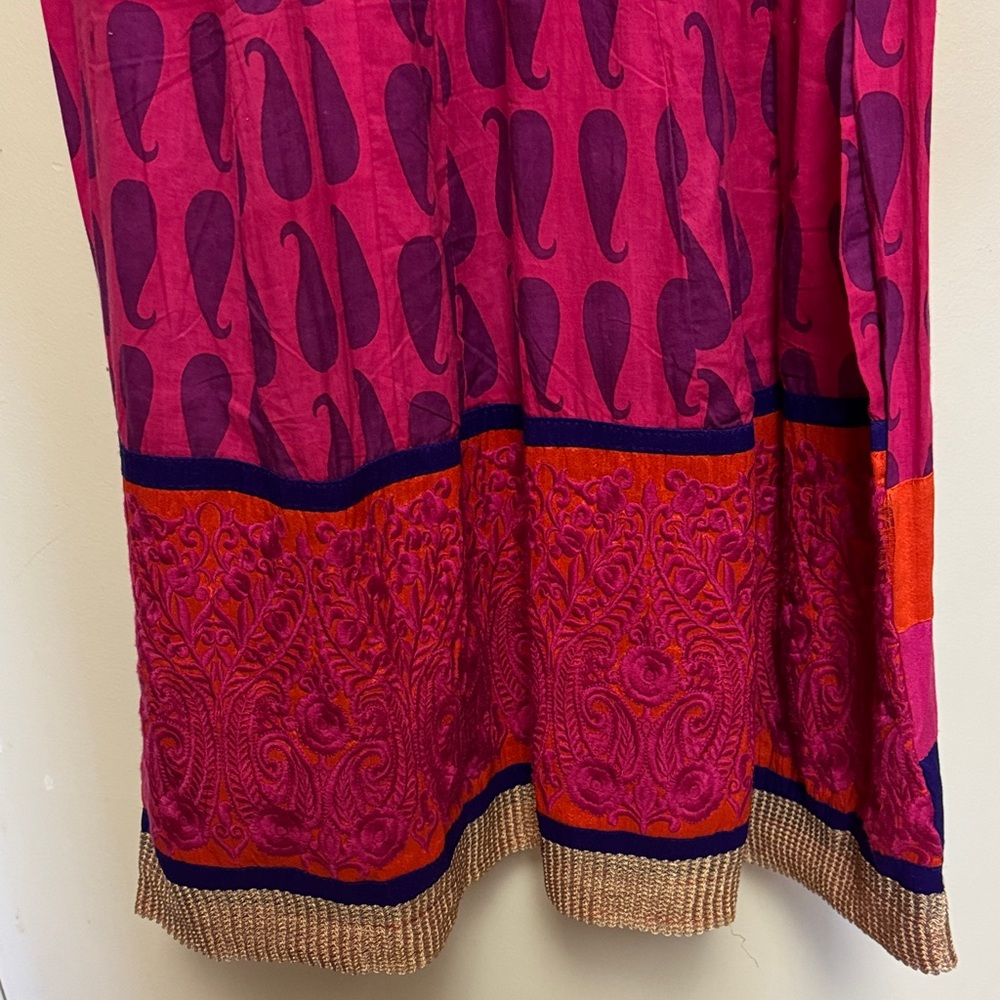 Tejoo’s Pink and Orange Maxi Long Sleeve Collared Button up A-Line Dress Size L - Picture 5 of 16